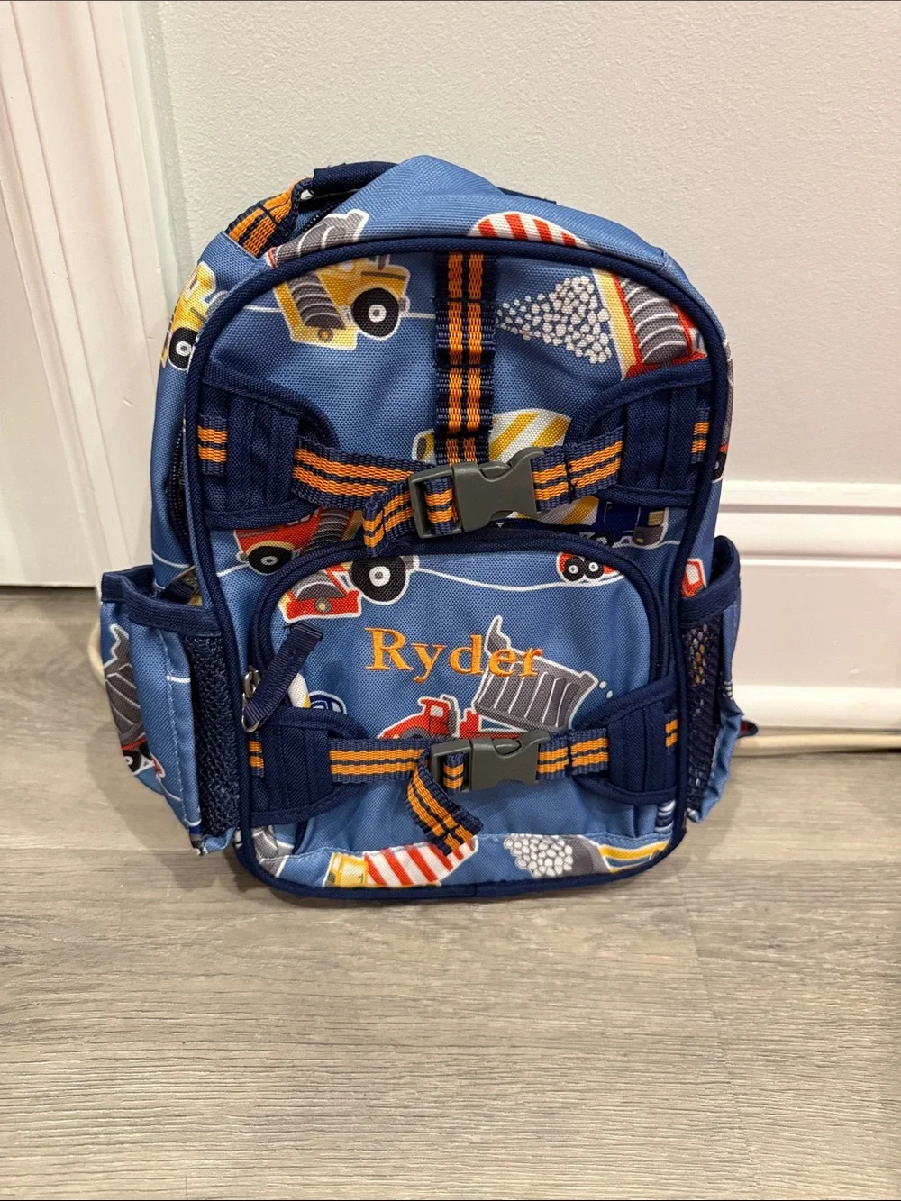 NWOT Pottery Barn Kids Blue Construction Truck Backpack